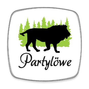 "Partylöwe: König der Nacht" - Viereckiger Kühlschrankmagnet - Weiß - Vorne