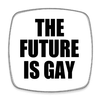 the future is gay - Viereckiger Kühlschrankmagnet - Weiß - Vorne