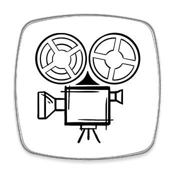 Film camera drawing. Hand-marked. Filmmaker - Square fridge magnet - white - Front