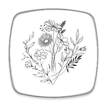 Blumen - Viereckiger Kühlschrankmagnet - Weiß - Vorne