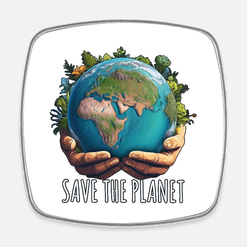SAVE THE PLANET - Square fridge magnet - white