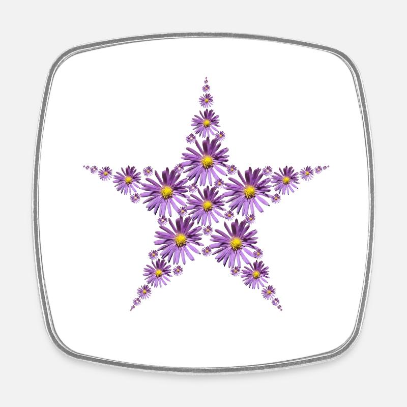 Étoile de fleurs d’aster pourpre - Magnet carré - blanc