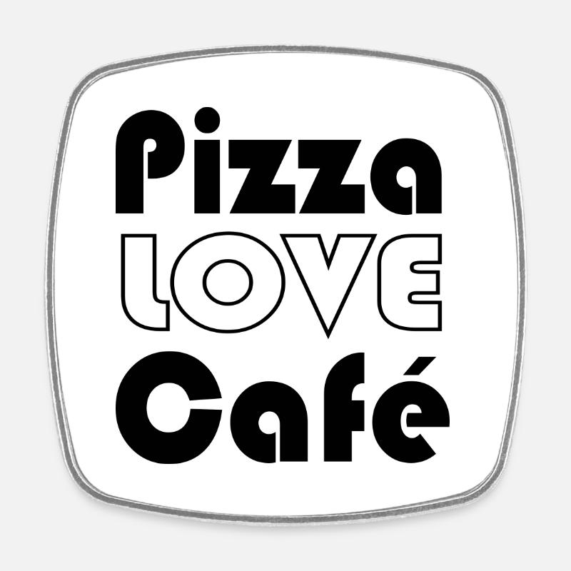 pizza love café - Magnet carré - blanc