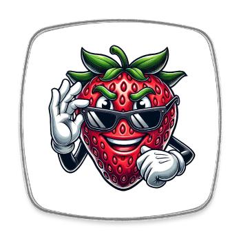 Cool Strawberry Fruit Comic with Sunglasses - Square fridge magnet - white - Front