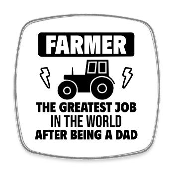 Papa Landwirt Traktor Bauer Vatertag Humor - Viereckiger Kühlschrankmagnet - Weiß - Vorne