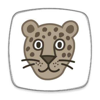 Niedliche Leopardengesicht Karikatur - Viereckiger Kühlschrankmagnet - Weiß - Vorne