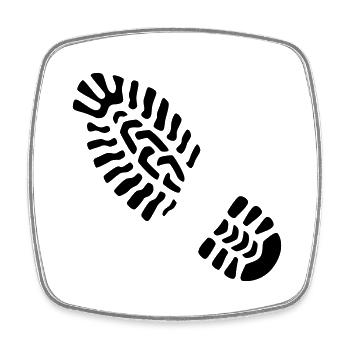 Fußabdruck links / Footprint left - Viereckiger Kühlschrankmagnet - Weiß - Vorne