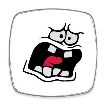 Schreiendes Ängstliches Comic Cartoon Gesicht - Viereckiger Kühlschrankmagnet - Weiß - Vorne