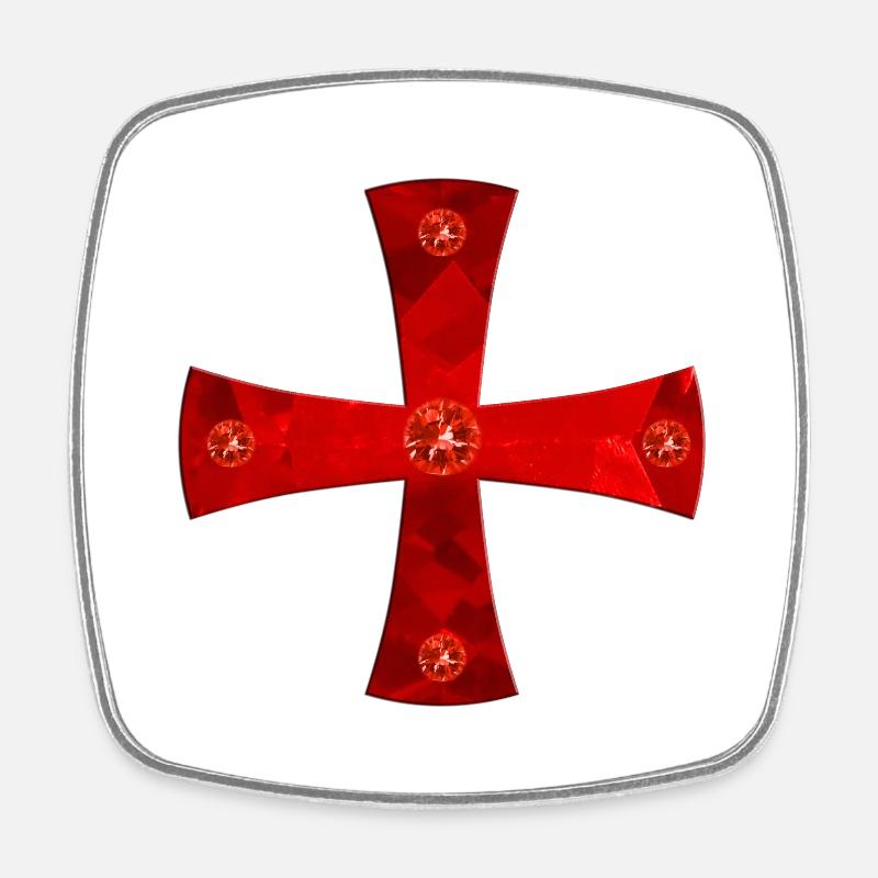 Templar Knight's Cross with gems - Square fridge magnet - white