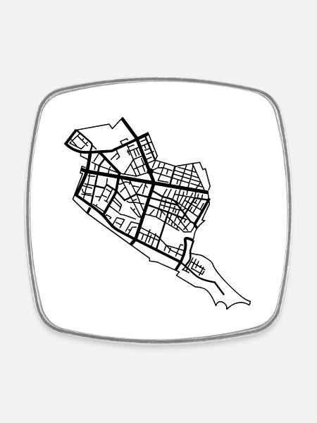 Friedrichshain Berlin - Viereckiger Kühlschrankmagnet - Weiß