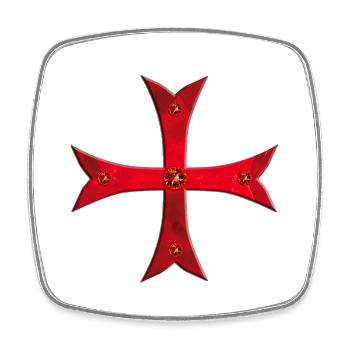 Templer Kreuz Rubinen rot - Viereckiger Kühlschrankmagnet - Weiß - Vorne