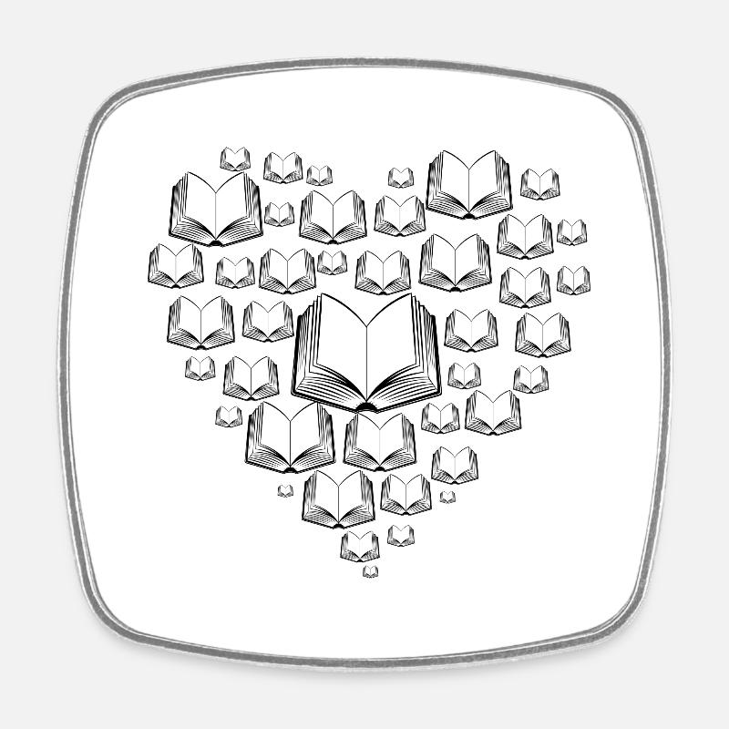 Books heart - Square fridge magnet - white