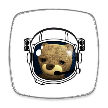 Teddy Astronaut Cosmonaut Spaceship Helmet l - Square fridge magnet - white - Front