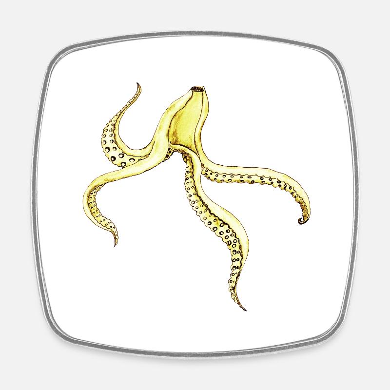 Octopus banana - Square fridge magnet - white