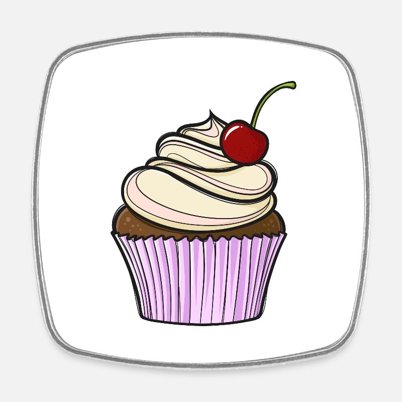Sweet comic cupcake - Square fridge magnet - white