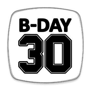 30 numéros de numéro d'anniversaire rond numéro de maillot - Magnet carré - blanc - Devant