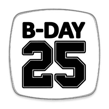 Numéro Shirt 25/25 ans numéro de maillot Bday - Magnet carré - blanc - Devant