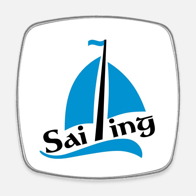 bateau à voile - Magnet carré - blanc