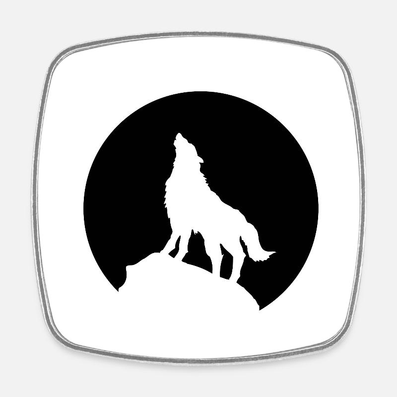 loup - Magnet carré - blanc