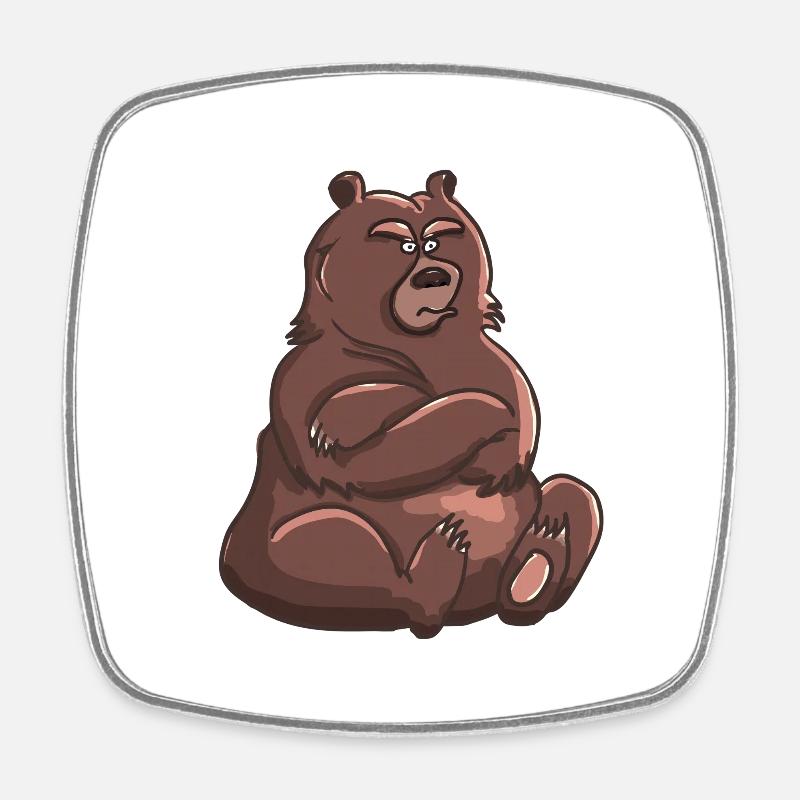 Doba l'ours grognon - Magnet carré - blanc