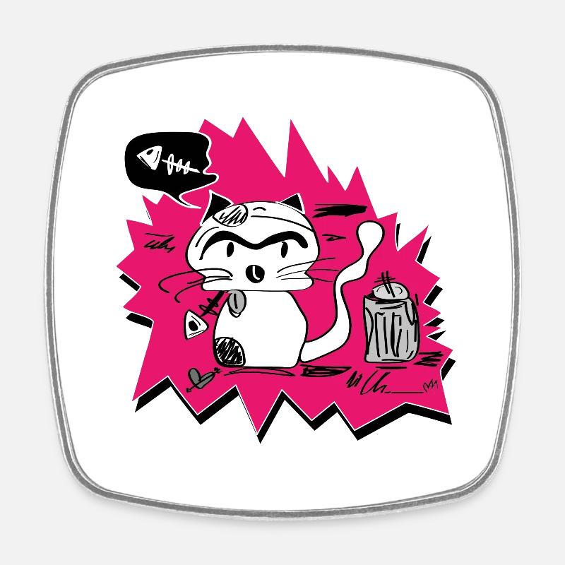 little bad cat - Square fridge magnet - white