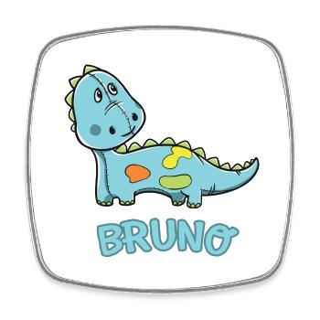 Dinosaur funny kid Bruno birthday gift - Square fridge magnet - white - Front