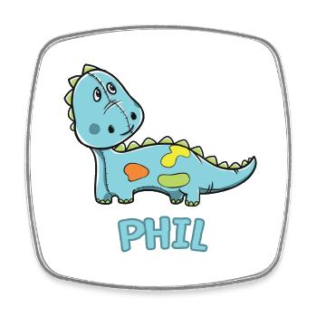 Dinosaurier lustig Kind Phil Geschenk Geburtstag - Viereckiger Kühlschrankmagnet - Weiß - Vorne