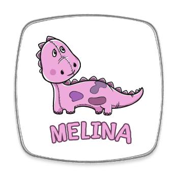 enfant drôle de dinosaure d'anniversaire cadeau Melina - Magnet carré - blanc - Devant
