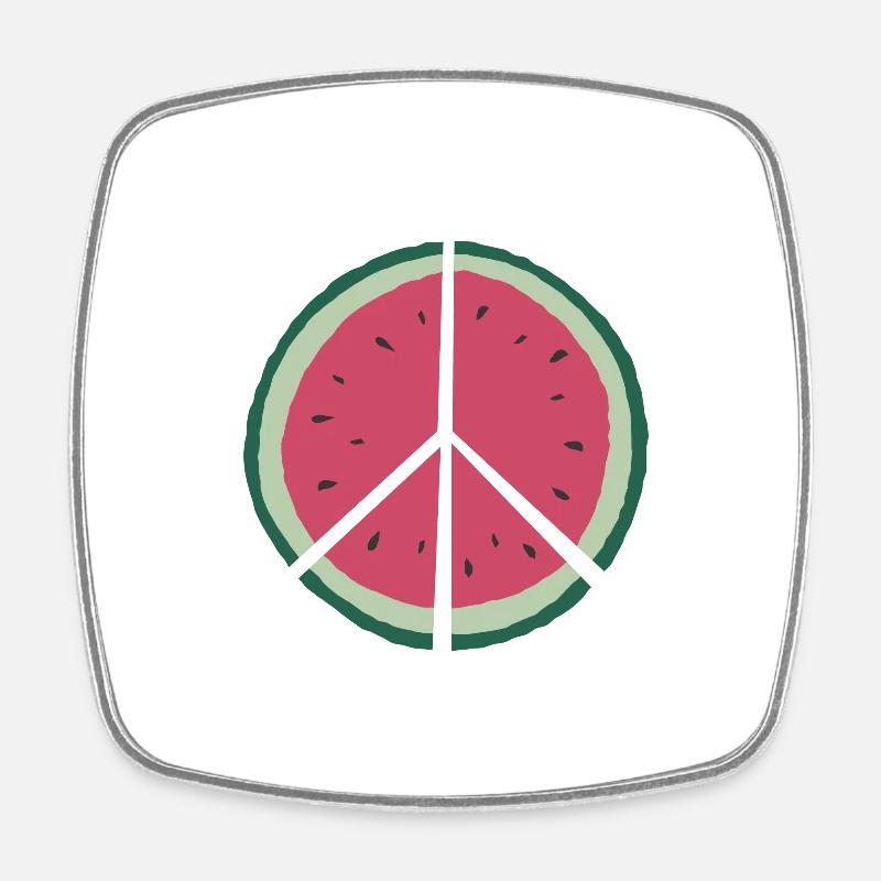 watermelon peace - Square fridge magnet - white