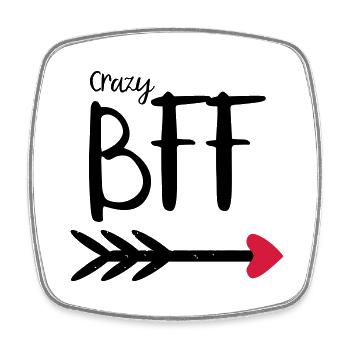 BFF Crazy Pfeil rotes Herz Partnerlook Partner T.2 - Viereckiger Kühlschrankmagnet - Weiß - Vorne