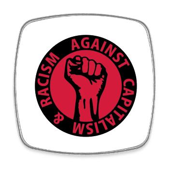 2 colors - against capitalism & racism - against - Magnet carré - blanc - Devant