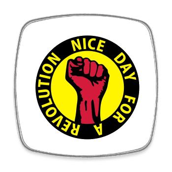 3 colors - nice day for a revolution - against - Viereckiger Kühlschrankmagnet - Weiß - Vorne