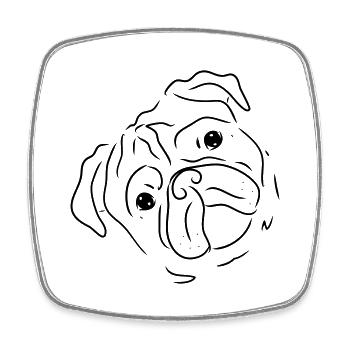 cute pug, pug face, dog owner, gift - Square fridge magnet - white - Front