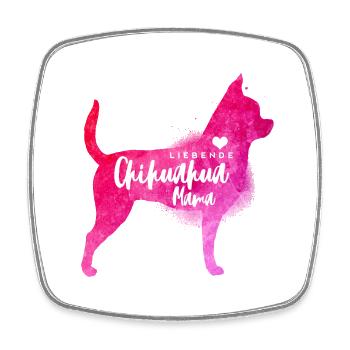 Liebende Chihuahua Mama - Viereckiger Kühlschrankmagnet - Weiß - Vorne
