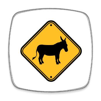 Note danger sign warning caution caution ese - Square fridge magnet - white - Front