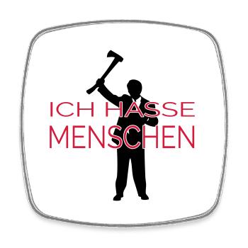 ICH HASSE MENSCHEN (v) - Viereckiger Kühlschrankmagnet - Weiß - Vorne