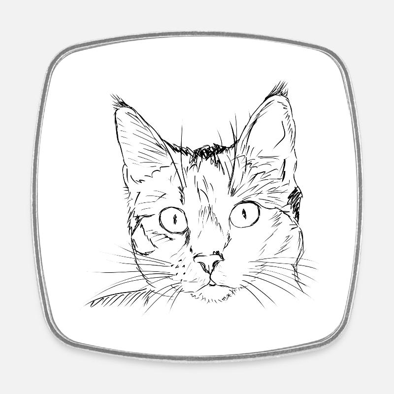 chat - Magnet carré - blanc