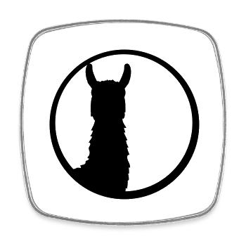 schwarz button logo rund kreis silhouette umriss l - Viereckiger Kühlschrankmagnet - Weiß - Vorne
