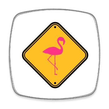 warning note caution caution shield danger fla - Square fridge magnet - white - Front