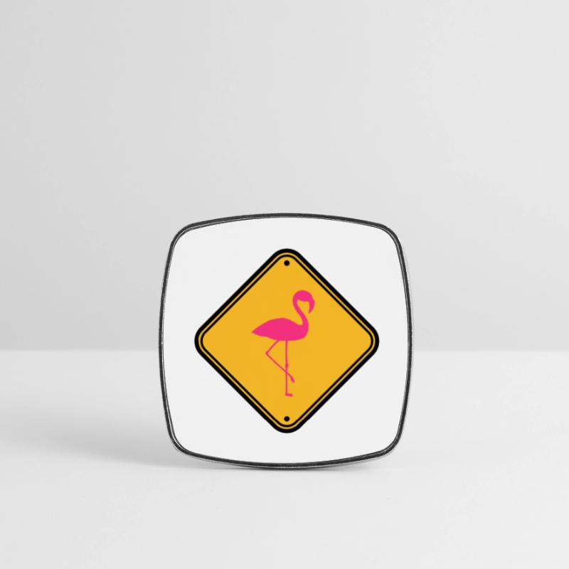 warning note caution caution shield danger fla Square fridge magnet