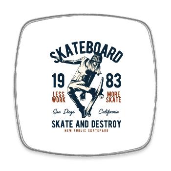 SKATEBOARD 1983 - Viereckiger Kühlschrankmagnet - Weiß - Vorne