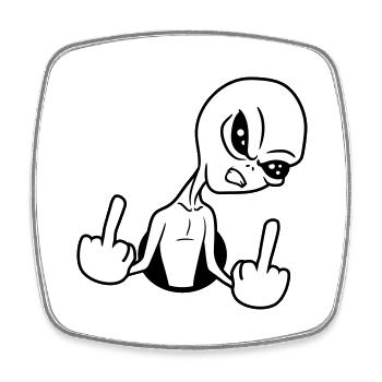 hole insult wanker middle finger fuck you off - Square fridge magnet - white - Front