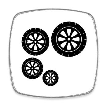 pattern tire motorcycle driving driver license car m - Square fridge magnet - white - Front