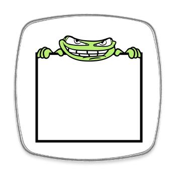 bouclier de grenouille cacher texte de texte écrire mau - Magnet carré - blanc - Devant