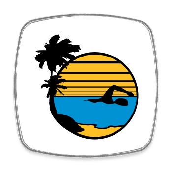palms island vacation vacation sun beach swimming - Square fridge magnet - white - Front
