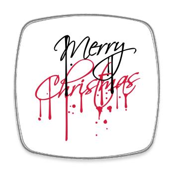 drop graffiti spray stamp merry christmas white - Square fridge magnet - white - Front