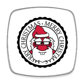 weihnachtsmann rund kreis stempel nikolaus weihnac - Viereckiger Kühlschrankmagnet - Weiß - Vorne