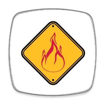 Shield note warning caution caution danger feu - Square fridge magnet - white - Front