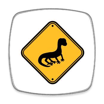 warning caution caution note shield silhouette - Square fridge magnet - white - Front