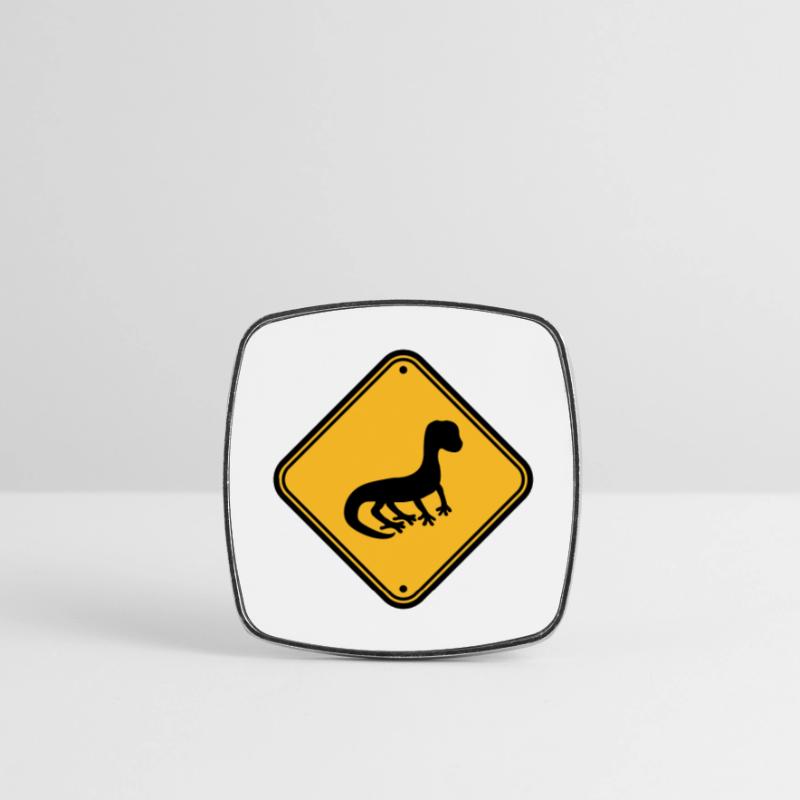 warning caution caution note shield silhouette Square fridge magnet